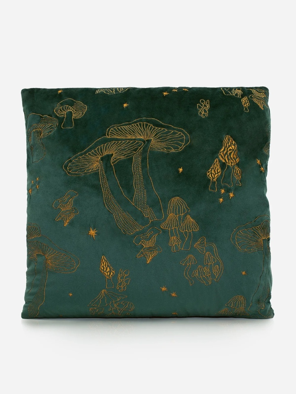 Disturbia Faefire Celestial Mushrooms Velvet Cushion Covers in Evergreen (2)
